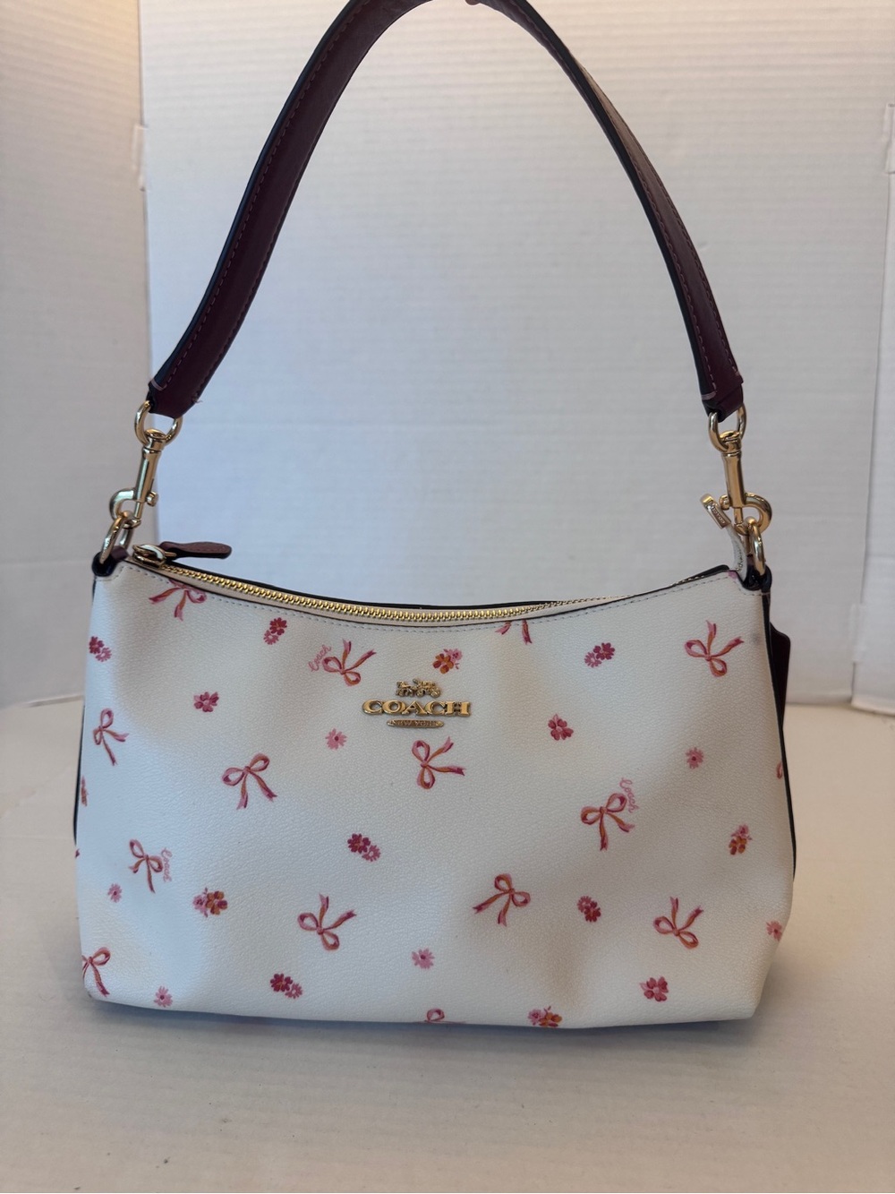 Coach Clara Shoulder Bag Pink Bows Floral CN687 Coquette Adjustable Straps Rare